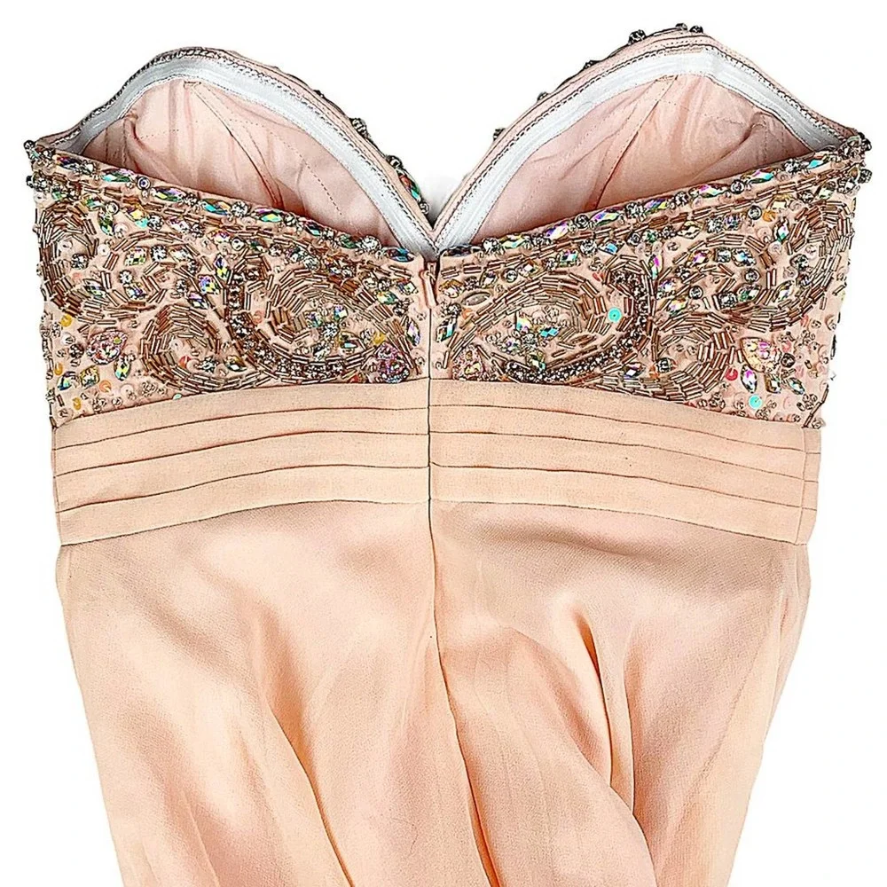 Jovani Peach Jeweled Sweetheart Strapless Gown - Picture 8 of 14